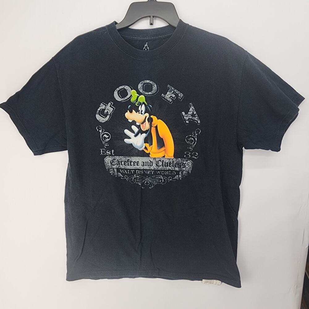 Walt Disney World Goofy Carefree and Clumsy Graphic T-Shirt Black L